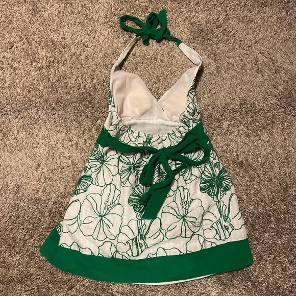 Green And White Vanity Women’s Small Halter Tank - Picture 2 of 7